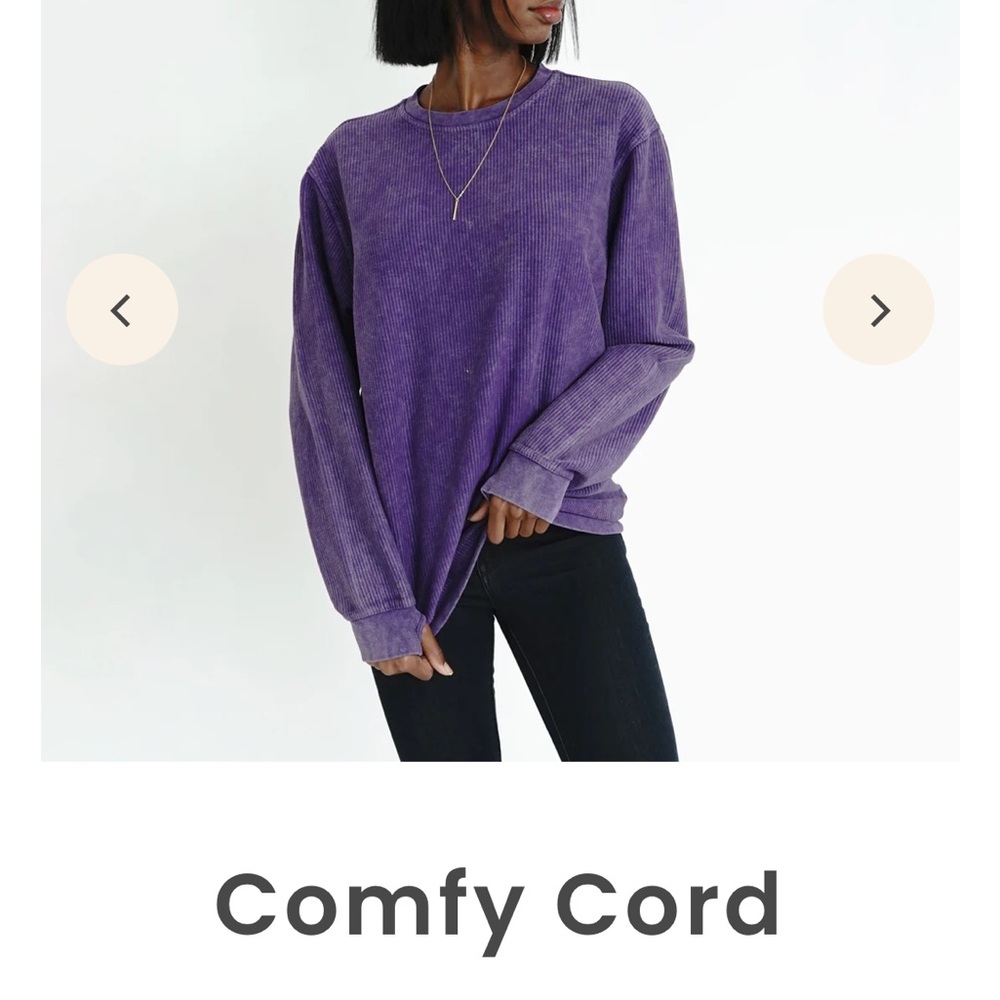 SOLD Purple Corduroy Sweatshirt Sweater Lg nwot